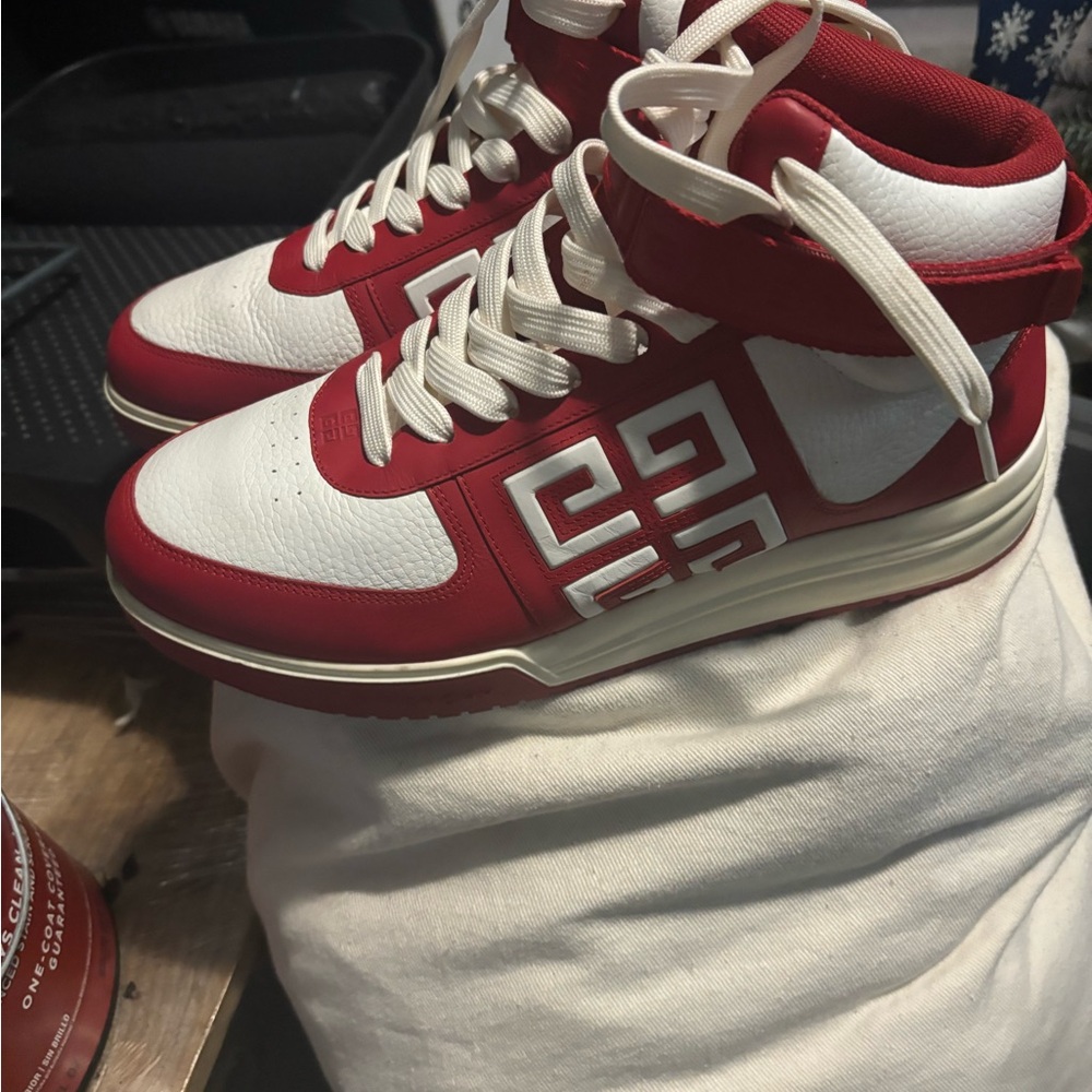 Givenchy Red and White Athletic Shoes with Retro Style
